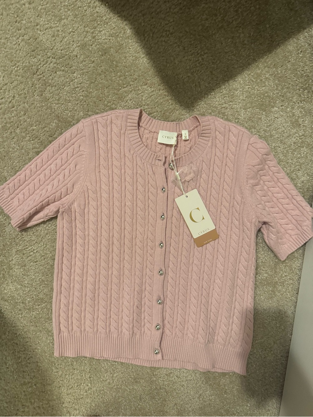 Light pink short sleeve cardigan